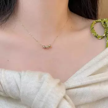 Ожерелье из стерлингового серебра S925 с маленькими золотыми бобами, женское, легкое, роскошное, сексуальное, простое, универсальное, женская цепочка на ключицу 925