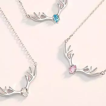 Ожерелье из стерлингового серебра S925 с одним оленем, простая цепочка в виде лося в корейском стиле для ключицы 925
