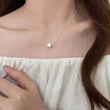 Ожерелье из стерлингового серебра S925 с геометрическим квадратом для женщин, минималистичный дизайн, легкая роскошь, чувственная темпераментная ключичная цепочка серебряный