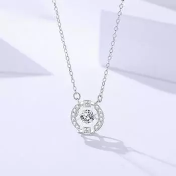 Ожерелье из стерлингового серебра S925 с прыгающим сердечком для женской моды. Универсальная легкая роскошная цепочка с цирконием в виде когтей, маленькие и динамичные ювелирные изделия с подвесками. Adjustable size