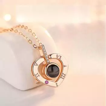 Ожерелье из стерлингового серебра S925 с римскими цифрами в форме сердца, памятью на 100 языков 925