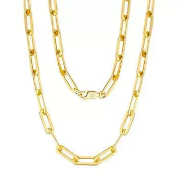 Ожерелье из стерлингового серебра S925 с золотыми 2,2*6 скрепками для ключей 40cm