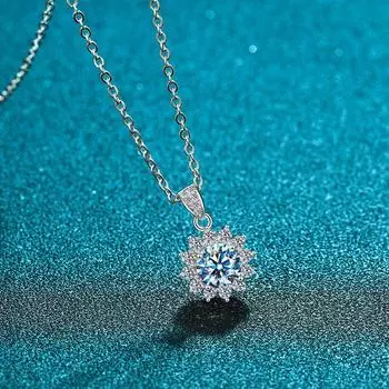 Ожерелье из стерлингового серебра S925 с подвеской в виде подсолнуха, женская мода, подарочная подвеска с цветком и бриллиантами, маленькая цепочка на ключицу в виде ромашки 925 Silver