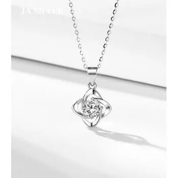 Ожерелье из стерлингового серебра S925 с четырьмя листами клевера и муассанитом, женская мода, простая, индивидуальная, универсальная, с подвеской на ключицу 925 Silver