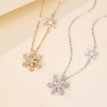Ожерелье из стерлингового серебра S925 с вращающейся снежинкой, женская мода, легкая, роскошная, высокого класса, с цветочной цепочкой на ключицу, которую можно вращать 925 silver