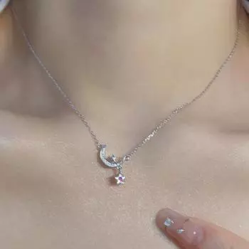 Стерлинговое серебро R Ожерелье Сияющий лунный свет Звездный свет Цепочка-воротник Чувство феи Подарить своей девушке Аврора Циркон Звездное ожерелье