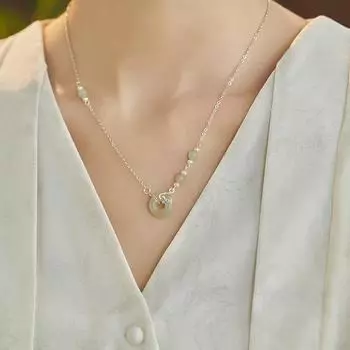 Ожерелье из стерлингового серебра S925, старинный стиль, элегантный темперамент, ожерелье с пряжкой Xiangyun Ping an, персонализированный кулон, цепочка на шею ключицы