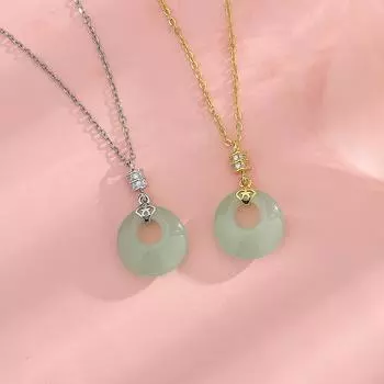 Ожерелье из стерлингового серебра S925, темперамент, цепочка на ключицу в национальном стиле, маленькая талия с бриллиантами, ожерелье с защитной пряжкой из нефрита Хэтянь для женщин