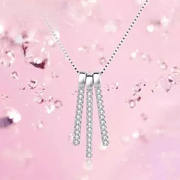 Ожерелье из стерлингового серебра S925 в этническом стиле с кисточкой в форме линии и микроинкрустацией Простая универсальная цепочка на ключицу Женское ожерелье в корейском стиле 925