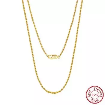 Ожерелье из стерлингового серебра S925, витая цепочка из веревки 1,7 мм 40CM