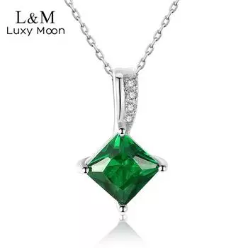 Ожерелье из стерлингового серебра S925, женская цепочка на ключицу, изумрудно-зеленое ожерелье с цирконом S925 зелёный