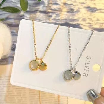 Ожерелье из стерлингового серебра S925, женский простой темперамент, подвеска из камня кошачий глаз, цепочка на ключицу, цепочка на шею