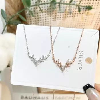 Ожерелье из стерлингового серебра S925, женское с одним оленем и цепочкой на ключицу «Твоя любовь»