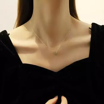 Ожерелье из стерлингового серебра S925, женское треугольное круглое нефритовое ожерелье с бусинами на ключице, роскошный подарок подруге, INS, темперамент, нефритовое ожерелье Hetian