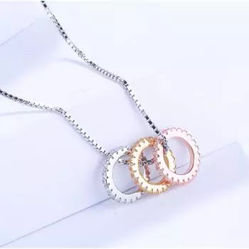Ожерелье из стерлингового серебра S925, женское модное трехцветное ожерелье в корейском стиле с бриллиантами, ожерелье в коробке, серебряное ювелирное ожерелье 925