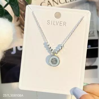 Ожерелье из стерлингового серебра S925, женское круглое брендовое благословение в форме ракушки, кулон, цепочка на ключицу
