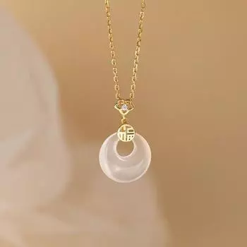 Ожерелье из стерлингового серебра S999 для женщин, подвеска из белого халцедона, особое легкое роскошное украшение на ключицу из стерлингового серебра 999