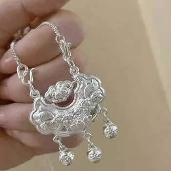 Ожерелье из стерлингового серебра S999, подвеска с замком на долгий срок службы, женские рыбы и кои