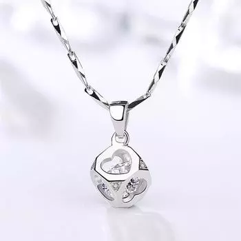 Ожерелье из стерлингового серебра S999 с кубическим волшебством, ожерелье из чистого серебра в форме сердца с кубическим сердечком для женщин 999 белый