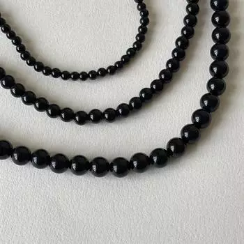 Ожерелье из стерлингового серебра с бусинами в форме пуговицы для девочек, легкое, роскошное, темпераментное, с черным агатом, цепочка на ключицу, нишевый дизайн 925 silver