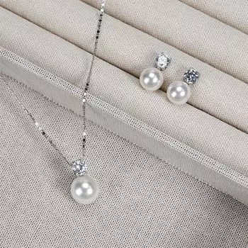 Ожерелье из стерлингового серебра с подвеской в виде жемчуга и циркона принцессы Дианы - модный женский аксессуар 2024 года 10mm