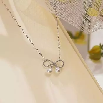 Ожерелье из стерлингового серебра с жемчужным бантом для женщин S999 чистое серебро холодный стиль дизайн ключичная цепочка нежное волшебное ожерелье 99