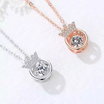 Ожерелье из стерлингового серебра Smart Crown с пульсирующим сердцем Light Luxury Minority All-Match Moissanite Trend Simple Clavicle Women 925