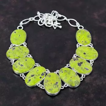 Ожерелье из стихтита, ожерелье ручной работы, ювелирные изделия из драгоценных камней, ожерелье из стерлингового серебра 925 пробы, регулируемое ожерелье-цепочка, серебряное ювелирное изделие, подарок для женщин Adjustable