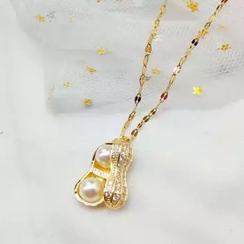 Ожерелье из стручков арахиса, женское, инкрустированное жемчугом, подарок на День святого Валентина, темперамент, простой стиль