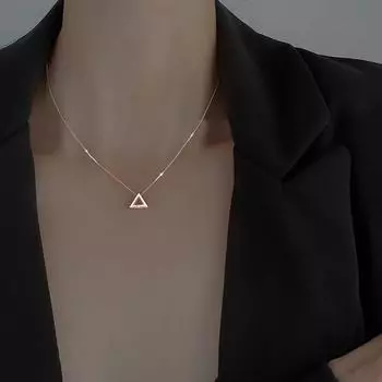 Ожерелье из сверкающего циркона с геометрическим треугольником для женщин, элегантные украшения для вечеринок 45cm золотой