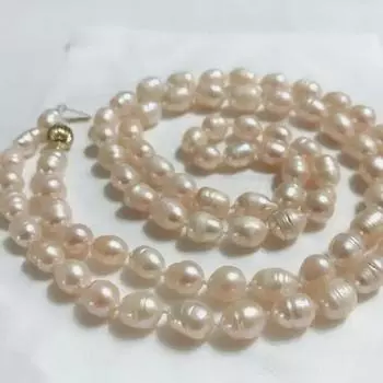 Ожерелье из светло-розового пресноводного культивированного жемчуга диаметром 8–9 мм в стиле нового барокко длиной 32 дюйма
