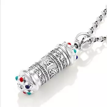 Ожерелье из Священного Писания с пестиком лотоса, мужские подвески из серебра 925 пробы, Шурангама Сутра, Мантра, открывающаяся коробка, ожерелье с подвеской для мужчин, амулет