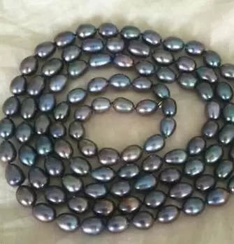 Ожерелье из таитянского многоцветного черного и зеленого жемчуга в стиле барокко, 9-10 мм, 48 дюймов