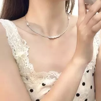 Ожерелье из тибетских кристаллов и циркония с серебряной трубкой и замком мира - нишевый китайский ретро-дизайн irregular metal beaded necklace