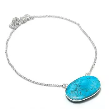 Ожерелье из тибетского бирюзового этнического серебра 925 пробы 18 дюймов G1n94