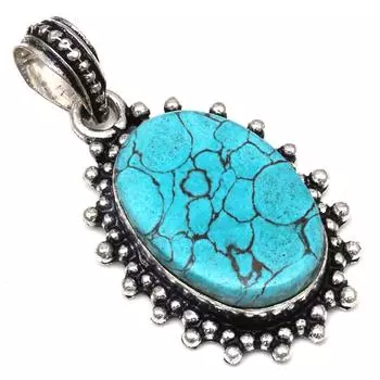 Ожерелье из тибетского бирюзового камня в подарок для нее, серебряные украшения 1,75 дюйма