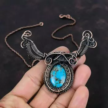 Ожерелье из тибетской бирюзы, ожерелье из медной проволоки, ожерелье из драгоценных камней, тибетские украшения, ожерелье ручной работы, ювелирные изделия из медной проволоки, подарок для мамы