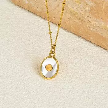 Ожерелье из титана, титановой стали, белой ракушки, металлического гребешка, инкрустированное колье