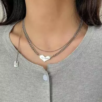 Ожерелье из титановой стали, цепочка на ключицу, холодный ветер, любовь, индивидуальность, модный темперамент, ниша, простое ожерелье, женское новое