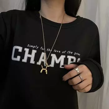 Ожерелье из титановой стали для девочек, нишевый дизайн, не выцветающее ожерелье, подвеска в виде щенка, металлическое ожерелье серебряный