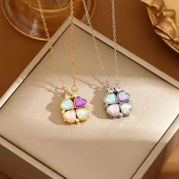 Ожерелье из титановой стали, красочные аксессуары в виде четырехлистного клевера, новые ожерелья для женщин, сто парных цепочек на ключицу, ожерелье из циркония