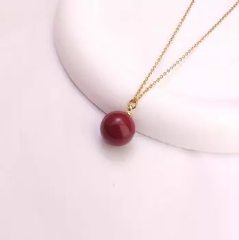 Ожерелье из титановой стали Lucky Bead, женский дизайн, простой темперамент, бордовый жемчуг, набор цепочек на ключицу