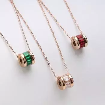 Ожерелье из титановой стали, модный новый цветной квадратный бриллиант, римский цифровой круглый кулон