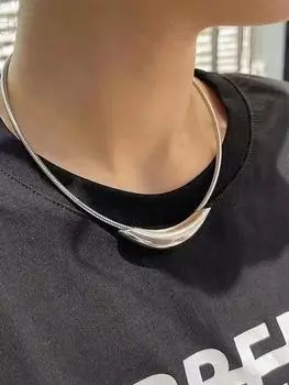 Ожерелье из титановой стали не тускнеет, высокий металлический локтевой воротник One Size