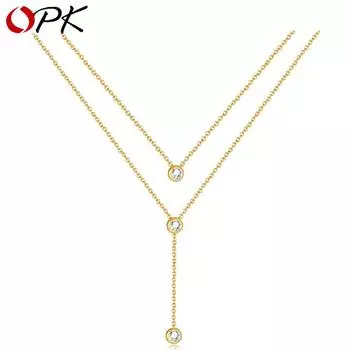 Ожерелье из титановой стали OPK, женское золотое женское ожерелье золотой