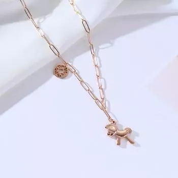 Ожерелье из титановой стали, ожерелье с единорогом, милые украшения