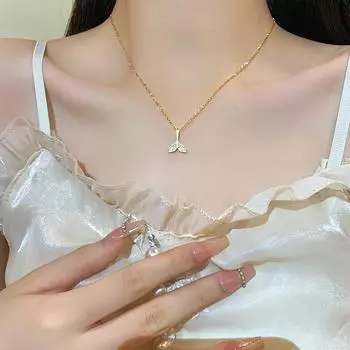 Ожерелье из титановой стали «Рыбий хвост» — модная, шикарная и универсальная цепочка на ключицу для женщин X221 золотой