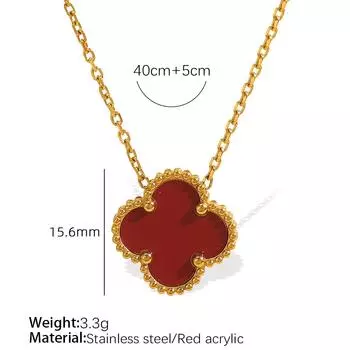 Ожерелье из титановой стали с эффектом выцветания, нишевый дизайн, ожерелье с четырехлистным клевером Acrylic