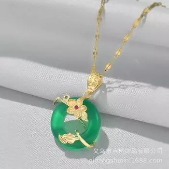 Ожерелье из титановой стали с безопасной застежкой, женское, в стиле ретро, в китайском стиле, простая цепочка до ключиц