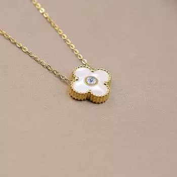 Ожерелье из титановой стали с четырьмя листочками клевера из циркония, цепочка на ключицу для женщин, цепочка с подвеской из нержавеющей стали, ювелирные изделия